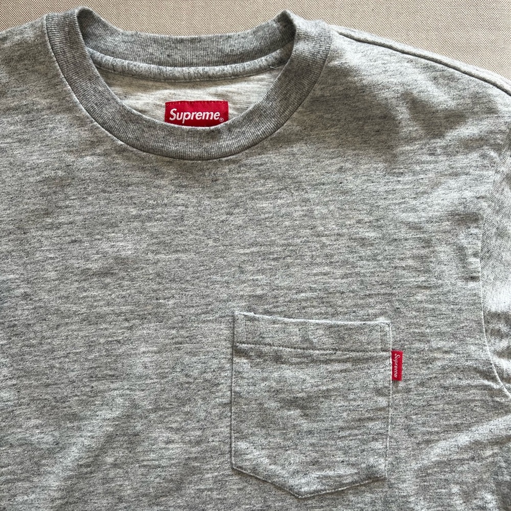 Supreme Pocket Tee - Heather Grey - Size Small